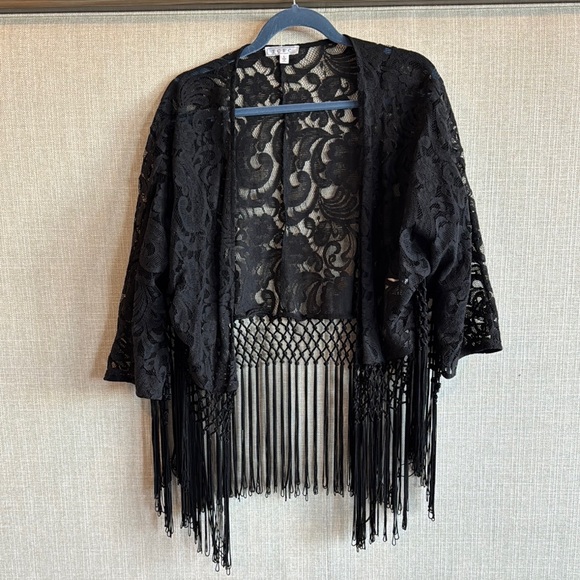 Black NWOT Lace Fringe Jacket - Picture 3 of 6